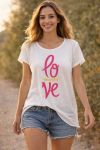 BAWEŁNIANA KOSZULKA Z WZOREM LOVE YOURSELF PE260740
