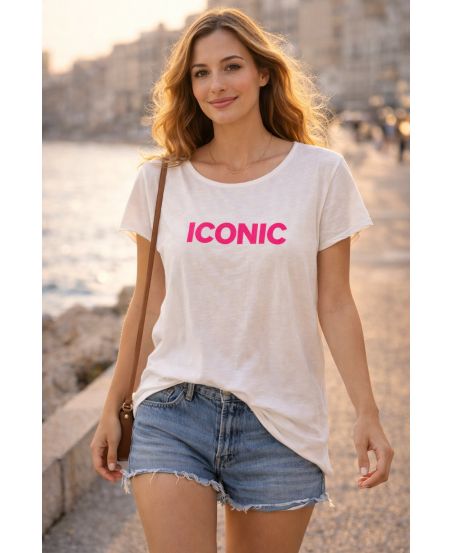 ICONISCH PE260744 KATOENEN T-SHIRT MET PRINT