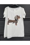 CHIQUE KATOENEN T-shirt met hondenprint PE260742
