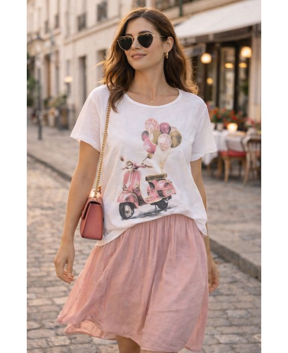 T-SHIRT MIT VINTAGE-ROLLER BEDRUCKT PE260756