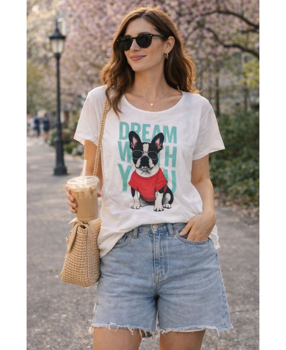 TRÄUME MIT DIR BEDRUCKTES BAUMWOLL-T-SHIRT PE260749