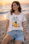 PRINTED COTTON T-SHIRT HELLO SUMMER PE260750