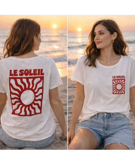 T-SHIRT COTON DOUBLE IMPRESSION LE SOLEIL PE260753