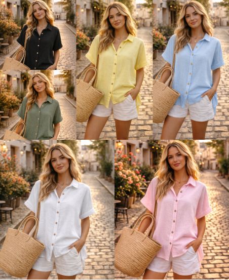 CAMISA DE ALGODÓN DE GASA PE26849