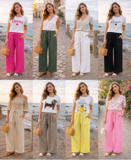 COTTON GAUZE PANTS WIDE 2 POCKETS PE260759