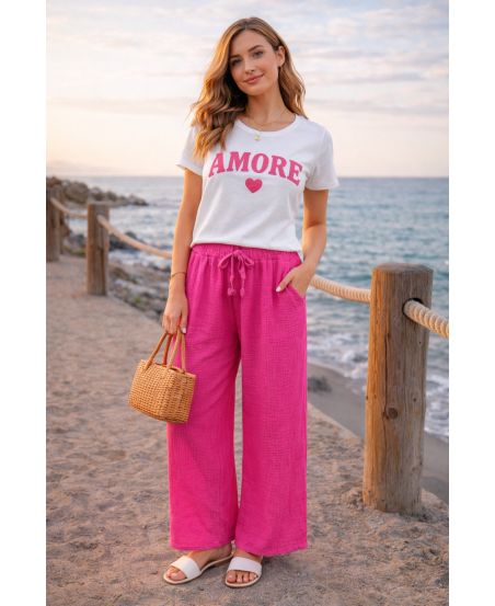 AMORE PRINTED COTTON T-SHIRT PE260748