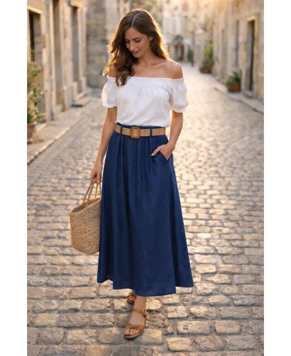 LONG SKIRT TENCEL 2 POCKETS + PE260761 BELT