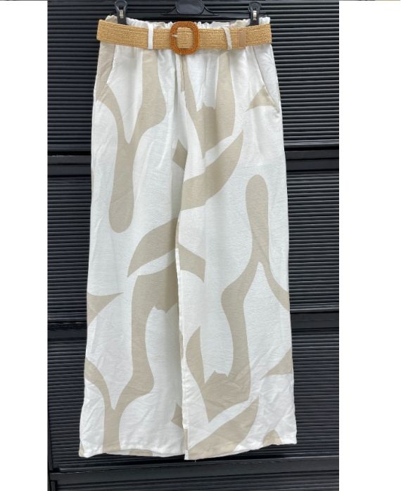 PANTALONES ANCHOS ESTAMPADOS, 2 BOLSILLOS + PE260766 CINTURÓN