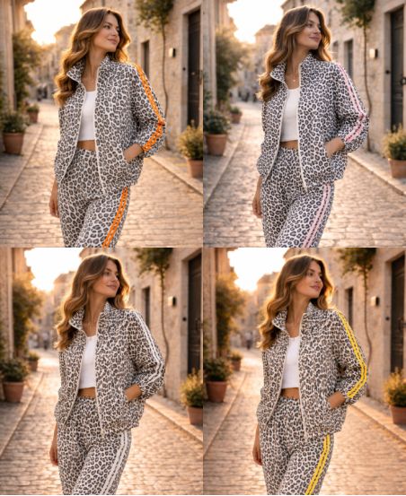 VESTE ZIPEE LEOPARD 2 POCHES 2 BANDES PE260600