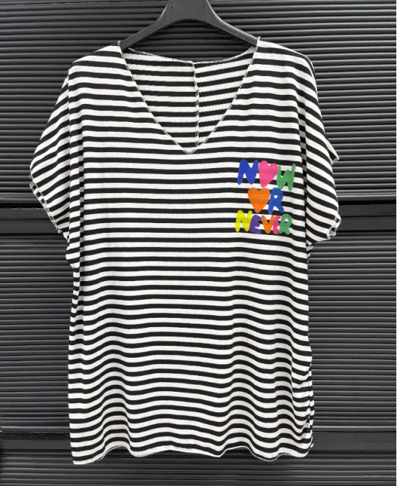 T-SHIRT A RAYURES NOW OR NEVER PE260771