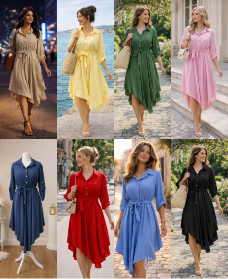 ROBE ASYMETRIQUE + CEINTURE PE2482