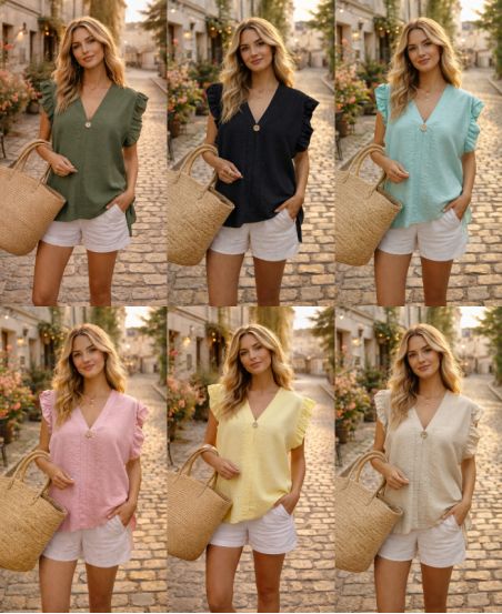 BLUSA HOLGADA CON VOLANTES PE26817