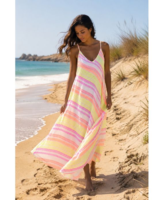 KATOENEN GAAS STRAPLESS LANGE JURK PE1453