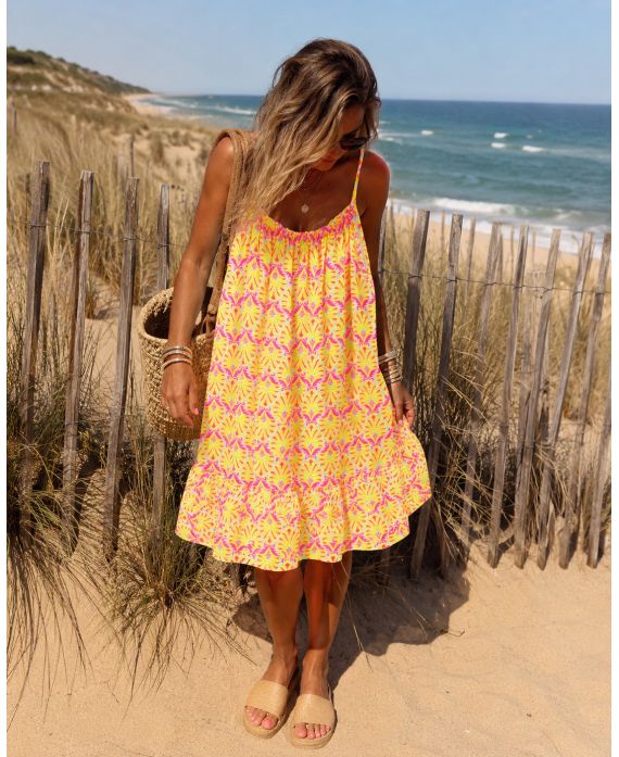 NEON PRINT COTTON GAUZE DRESS PE255287