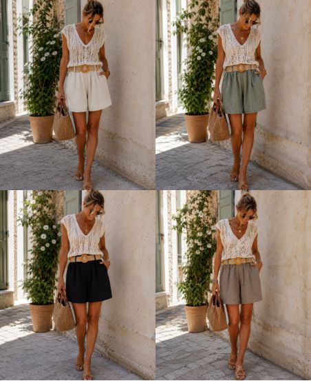 SHORT 2 POCHES + CEINTURE PE255284