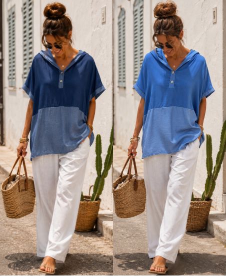 TOP FLUIDE A CAPUCHE TENCEL PE260772
