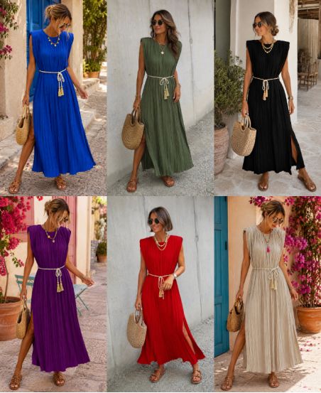 LONG PLEATED DRESS PE255278