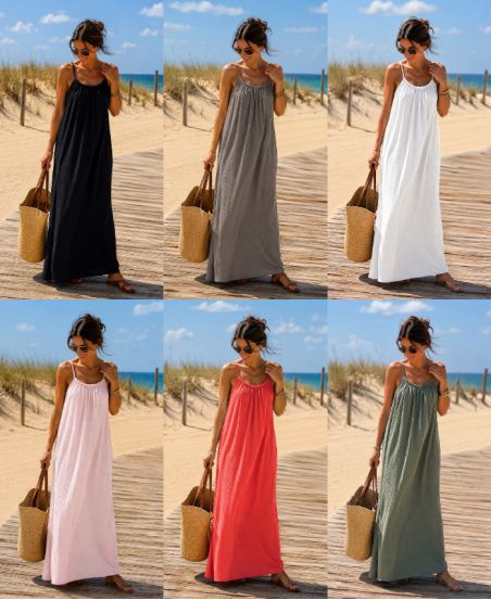 MAXI DRESS WITH COTTON GAUZE PE1474