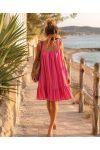 GESTREIFTE BAUMWOLLMULLBINDE KLEID PE1473