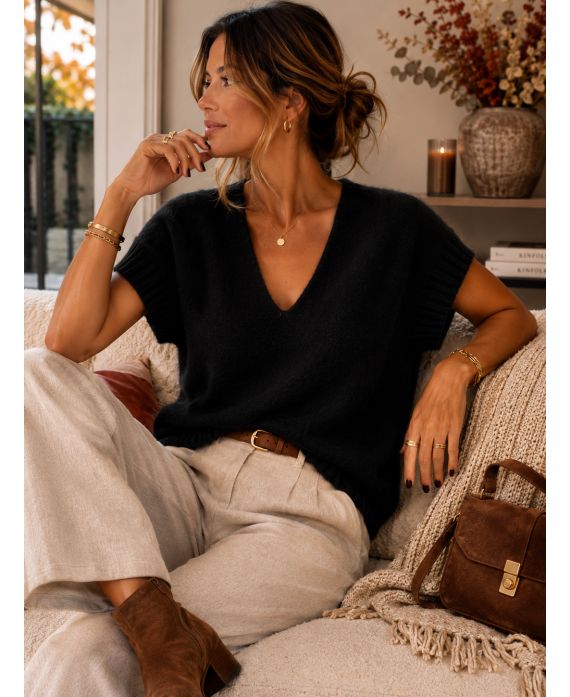 SHORT-SLEEVED SWEATER ALPACA AH271008