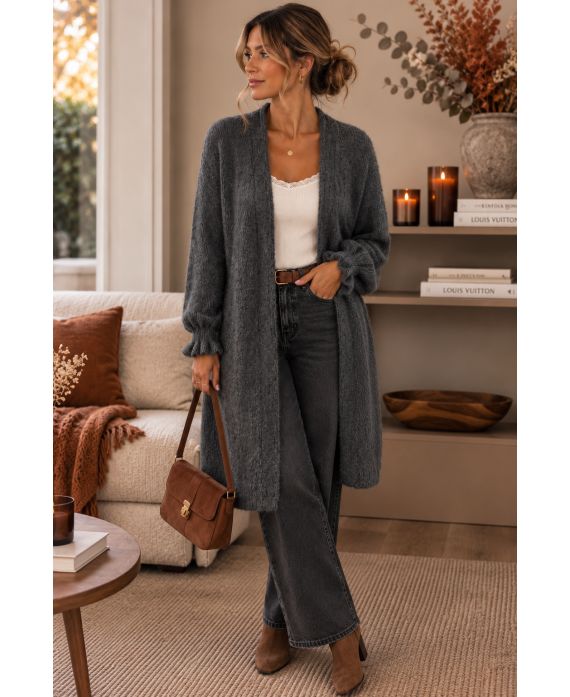 GILET MI-LONG LAINE AH271009