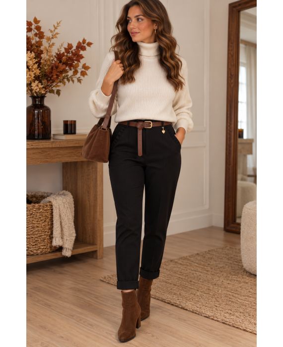 4-PACK OF TROUSERS WITH PLEATED POCKETS + BELT S-M-L-XL AH271040