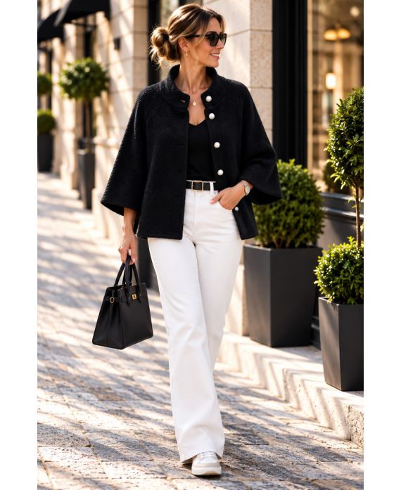 BUTTON-DOWN JACKET WITH PONCHO AH271064