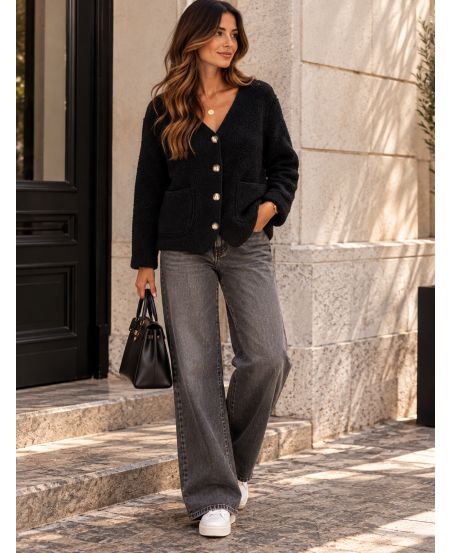 CHAQUETA DE LANA CON 2 BOLSILLOS AH250713 NEGRO