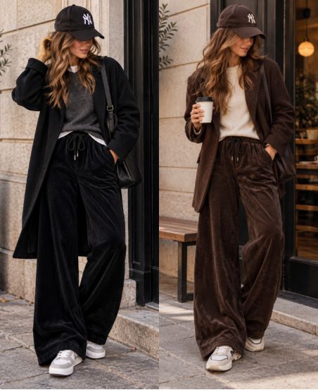 PANTALONES ANCHOS DE TERCIOPELO, 2 BOLSILLOS AH271075