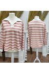 GESTREIFTER POLO-PULLOVER SS2338 PINK
