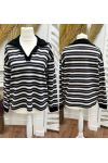 STRIPED POLO SWEATSHIRT SS2338 BLACK