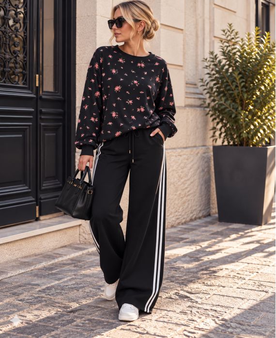 PANTALON 2 POCHES A BANDES AH250688 NOIR