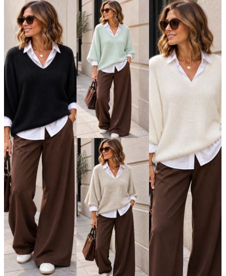KNITTED V-NECK SWEATER PE2360