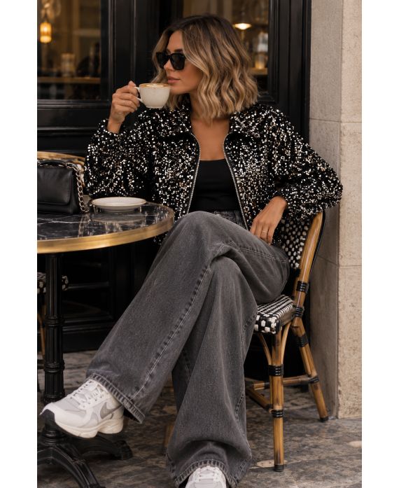 VESTE VELOURS SEQUINS ZIPEE AH271074