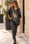 EAGLE HOODIE METALLIC EFFECT PE0707 SCHWARZ