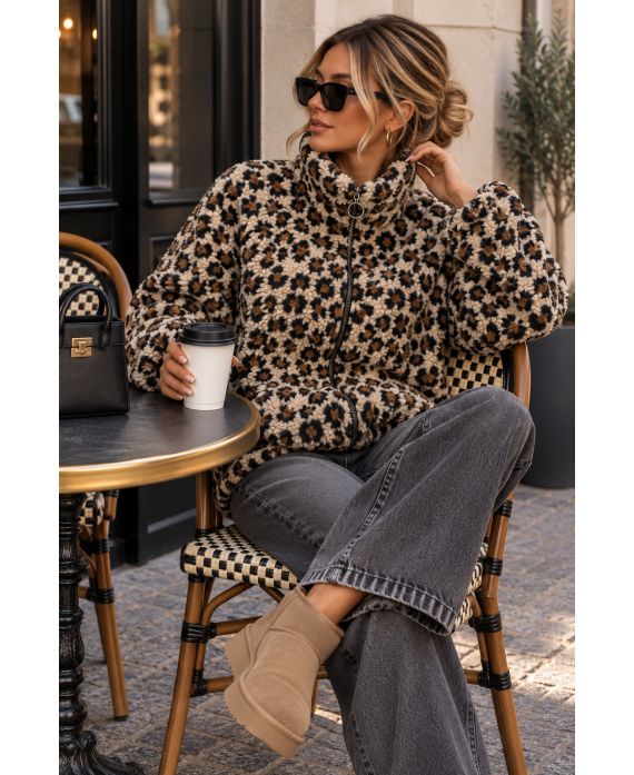 VESTE ZIP LEOPARD 2 POCHES AH271086