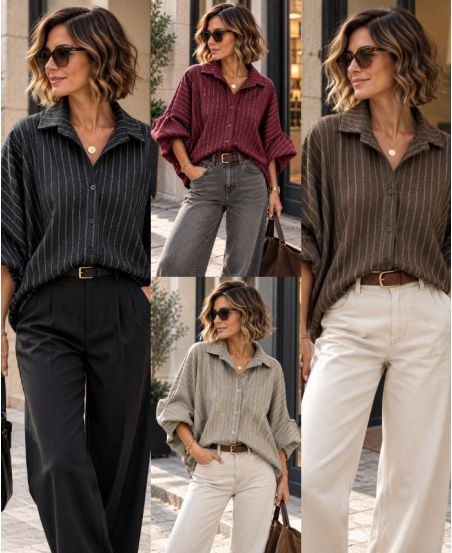CAMISA ABULLONADA CON MANGAS DOLMAN AH271088