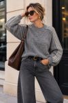 PULLOVER LAINAGE MOHAIR RAYURES AH271090