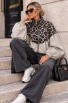 VESTE ZIPPEE LEOPARD MANCHES BALLON AH271096