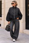 LEOPARDENJACKE MIT REISSVERSCHLUSS UND BALLONÄRMELN AH271096