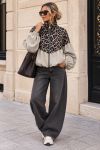 VESTE ZIPPEE LEOPARD MANCHES BALLON AH271096
