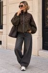 VESTE ZIPPEE LEOPARD MANCHES BALLON AH271096