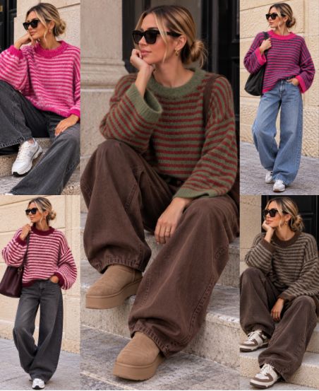 MOHAIR STRIPE MOHAIR SWEATER AH271097