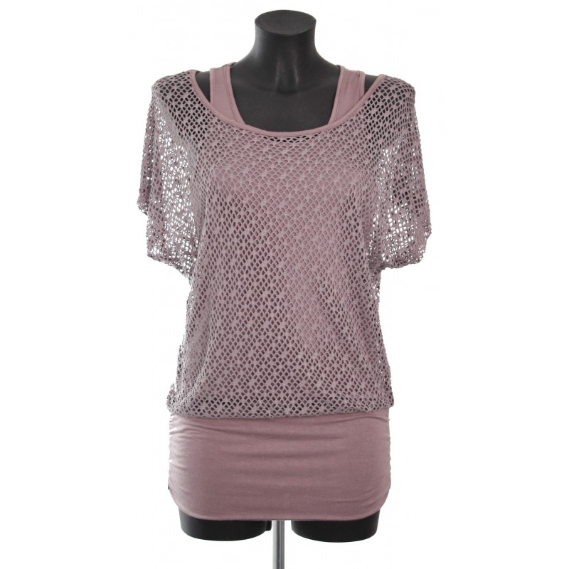 grossiste vetement et t-shirt ajoure 2 en 1 a8284t