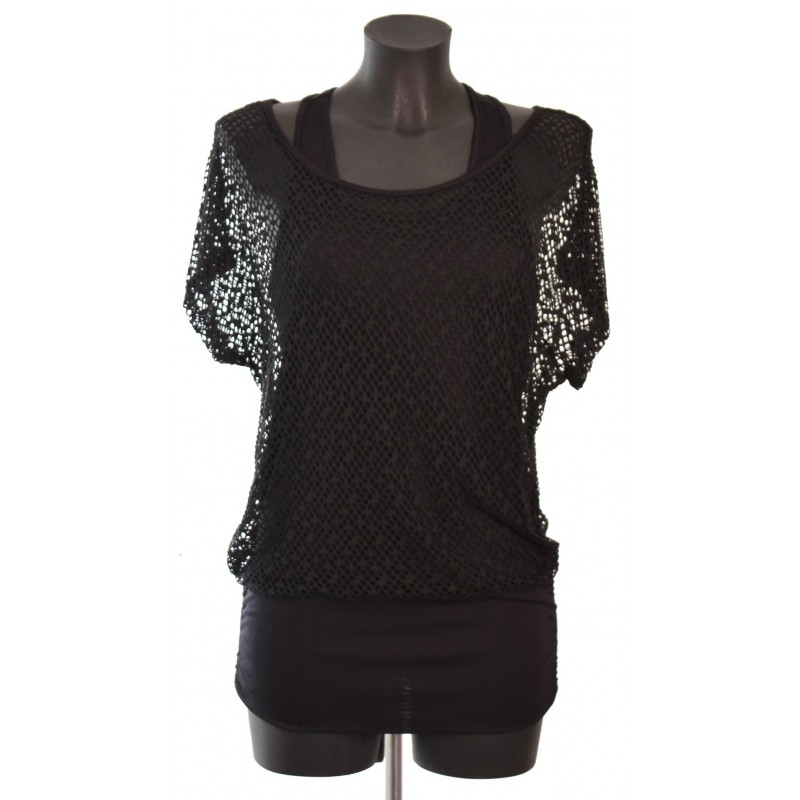 grossiste vetement et t-shirt ajoure 2 en 1 a8284N