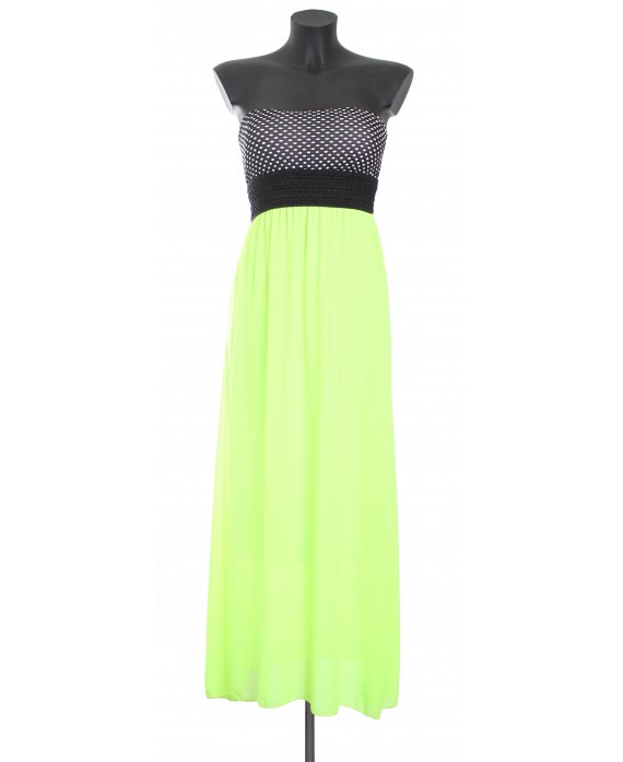 ROBE LONGUE POIS JAUNE FLUO A8387