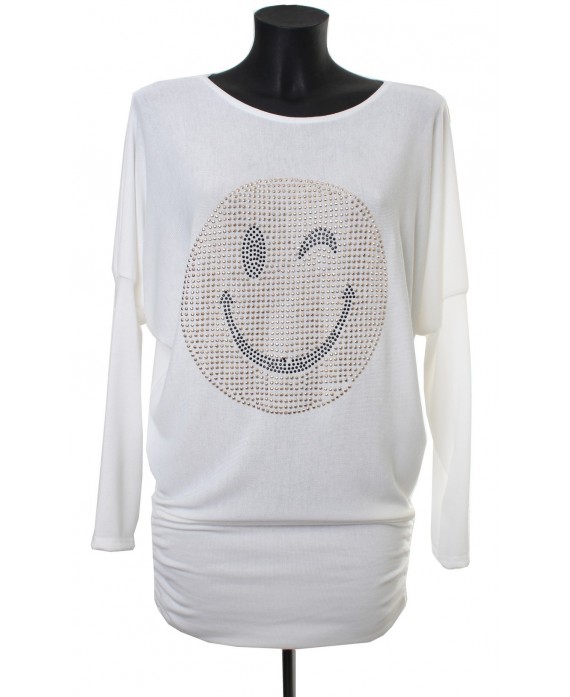 PULL TUNIQUE CLOUTEE SMILEY AH1515