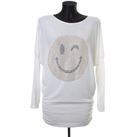 PULL TUNIQUE CLOUTEE SMILEY AH1515