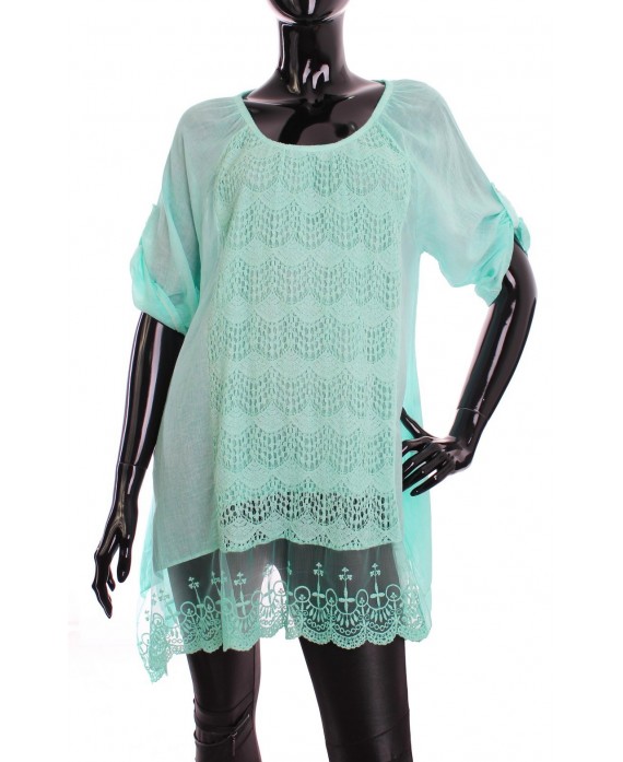 Tunique Pull Voile Dentelle Framboise - Taille 40/42/44 (grande Taille) - Neuve Avec étiquettes