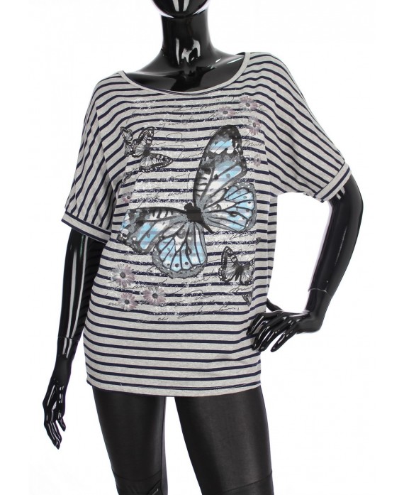 T-SHIRT MARINIERE PAPILLON 1870